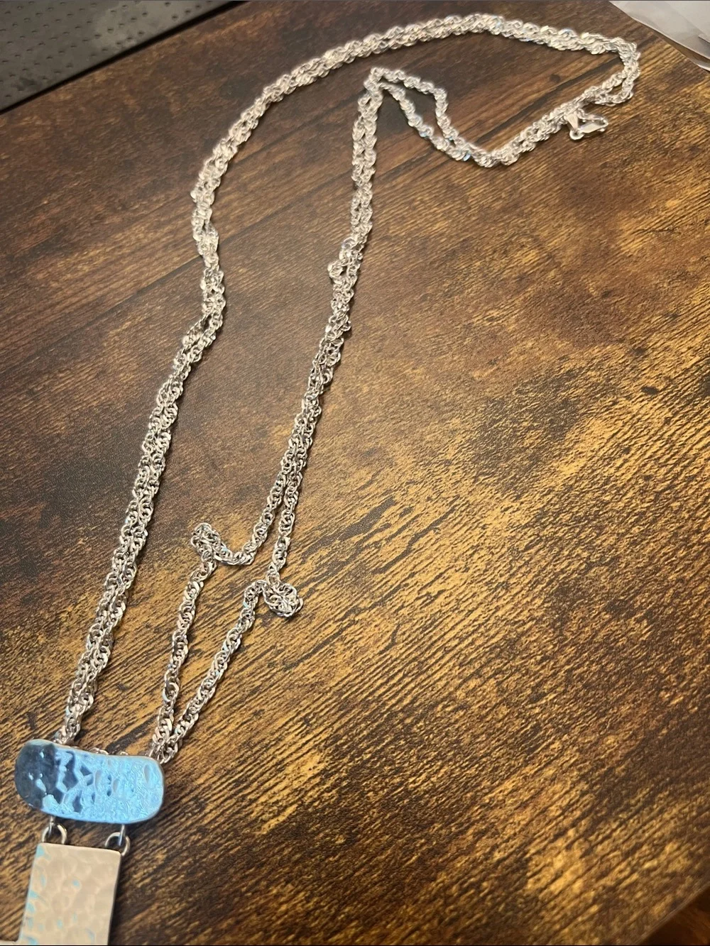Hammered Sterling Silver Cross Pendant Necklace